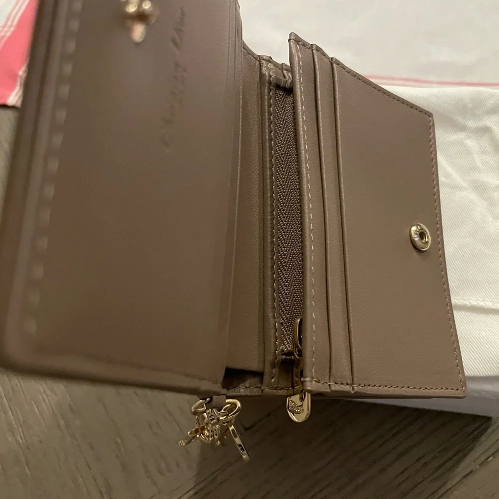 Mini Lady Dior Wallet, warm taupe